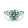 2.80 ct DEW Round Cut Certified Blue Moissanite Engagement Ring In Gold Vermeil in Gold Vermeil