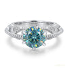 2.90 ct DEW Certified Round Cut Blue Moissanite Solitaire Ring, Gold Vermeil Jewellery – white background main image