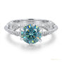 2.90ct DEW Blue Moissanite Round Solitaire Ring | 18K Gold Vermeil | GRA Certified