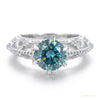 2.90 ct DEW Certified Round Cut Blue Moissanite Solitaire Ring Gold Vermeil – white background main image
