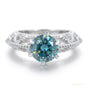 2.90 ct DEW Certified Round Cut Blue Moissanite Solitaire Ring Gold Vermeil