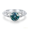 2.90 ct DEW Certified Round Cut Blue Moissanite Solitaire Ring In Gold Vermeil – white background main image