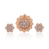 0.59 Ct. IGI Certified 18KT Rose Gold Natural Diamond Pendant And Earrings Set