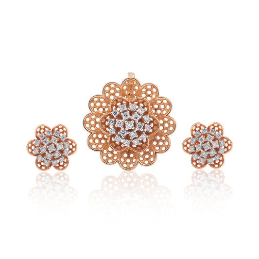Floral Diamond Pendant Set