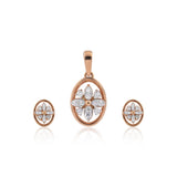 0.58 Ct.18KT Rose Gold Pendant And Earrings Set with Natural Diamonds, IGI Certified