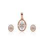 0.58 Ct.18KT Rose Gold Pendant And Earrings Set with  Natural Diamonds, IGI Cert
