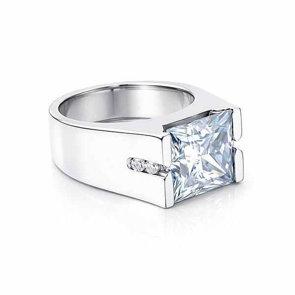 15.80 ct DEW Princess Cut Blue Moissanite Ring for Men in – Statement 18K Gold Plated V 18K Gold Plated