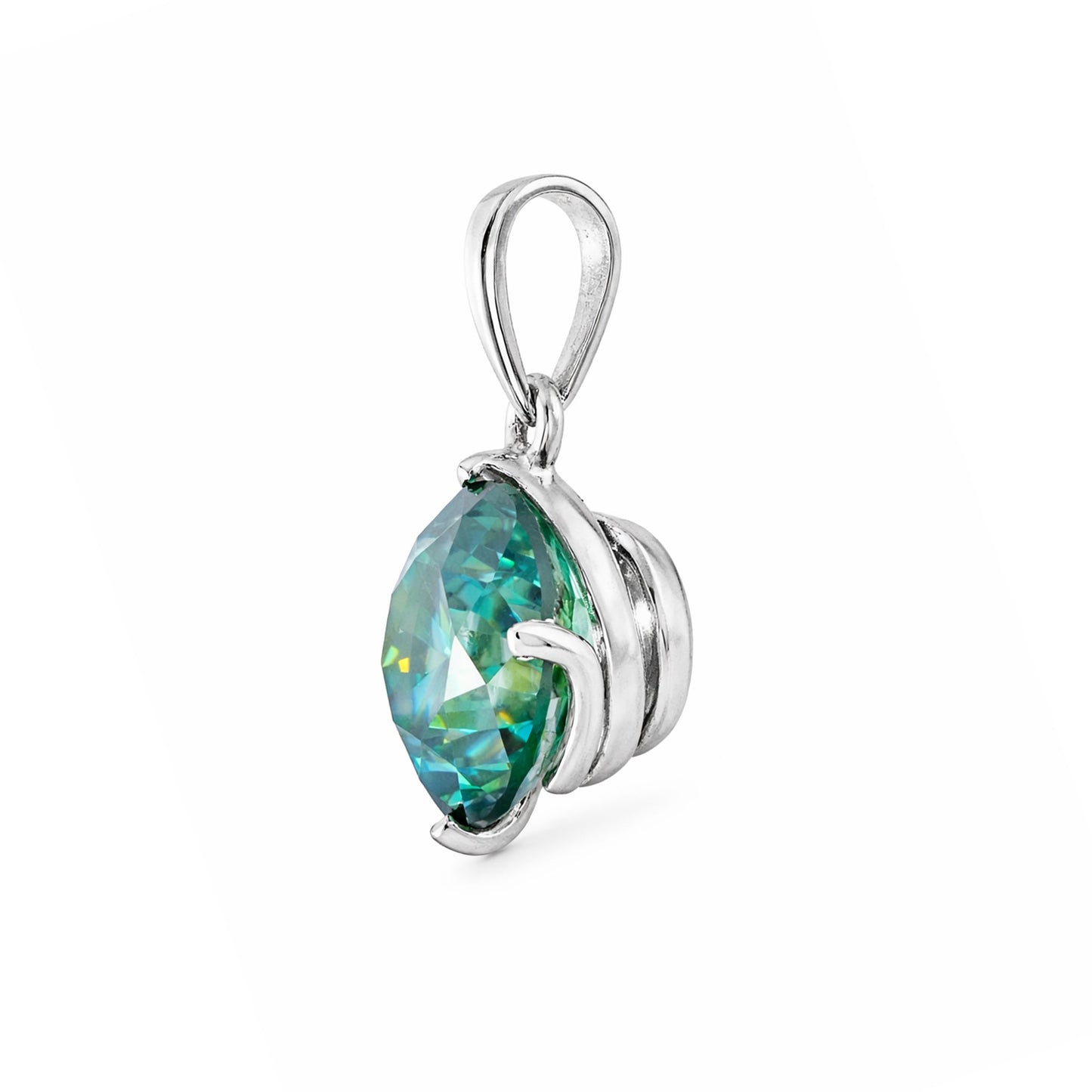 10.30 ct DEW Round Blue Moissanite Pendant Gold Vermeil Certified Gift for Wife