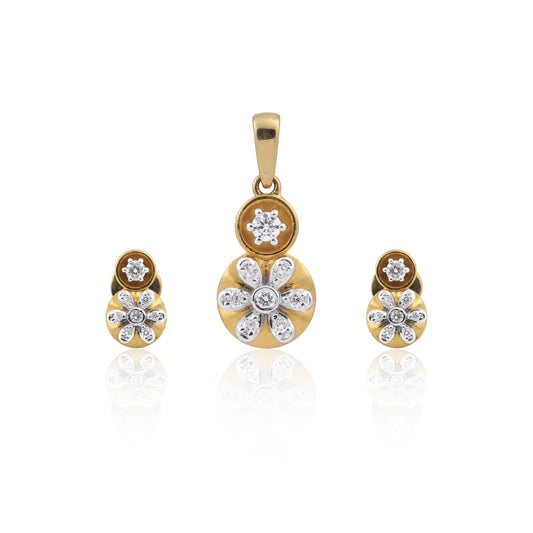 Radiant Bloom Diamond Pendant Set