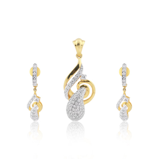 Glimmering Teardrop Swirl Diamond Pendant Set