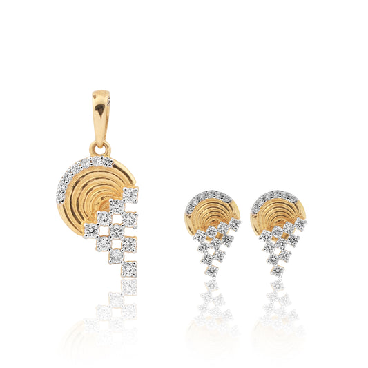 Geometric Diamond Pendant Set