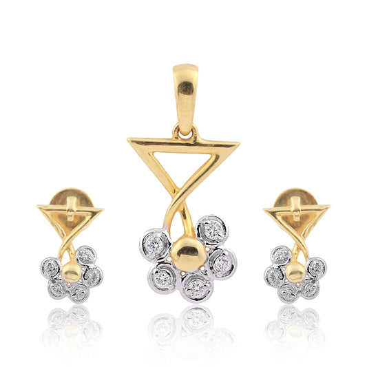Floral Harmony Diamond Pendant Set