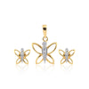 18KT Yellow Gold 0.26 Ct Butterfly Design  Natural Diamond Pendant And Earrings