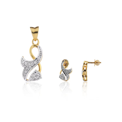 Curvy Leaf Design Diamond Pendant Set