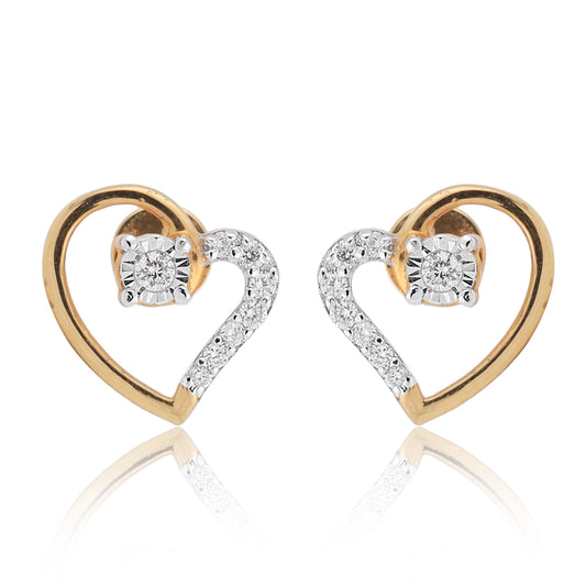 0.10 Ct. 18K Yellow Gold Stud Earrings with Natural Diamond IGI Certified -