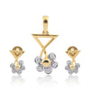 0.18 Ct IGI Certified Natural Diamond Pendant And Earrings Set 18KT Yellow Gold