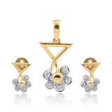 0.18 Ct IGI Certified Natural Diamond Pendant And Earrings Set 18KT Yellow Gold