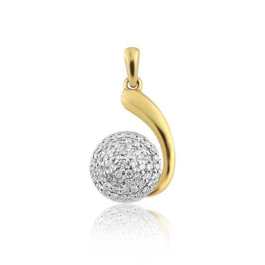 Diamond-Encrusted Gold Swirl Pendant