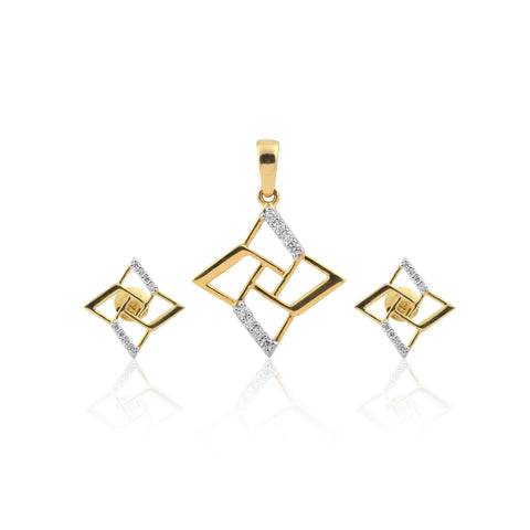 0.31 Ct. 18KT Yellow Gold Natural Diamond Pendant And Earrings Set for Gifting