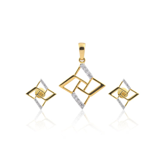 0.31 Ct. 18KT Yellow Gold Natural Diamond Pendant And Earrings Set for Gifting