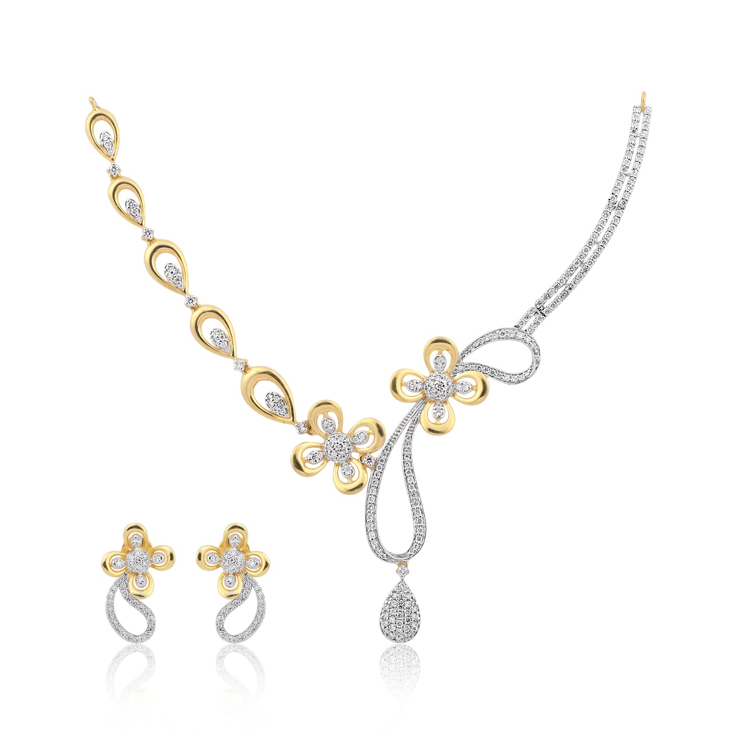 Exquisite Diamond Necklace & Earrings Set