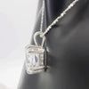 5.65 ct DEW Princess Cut Moissanite Pendant Gold Vermeil Holiday Jewellery Gift