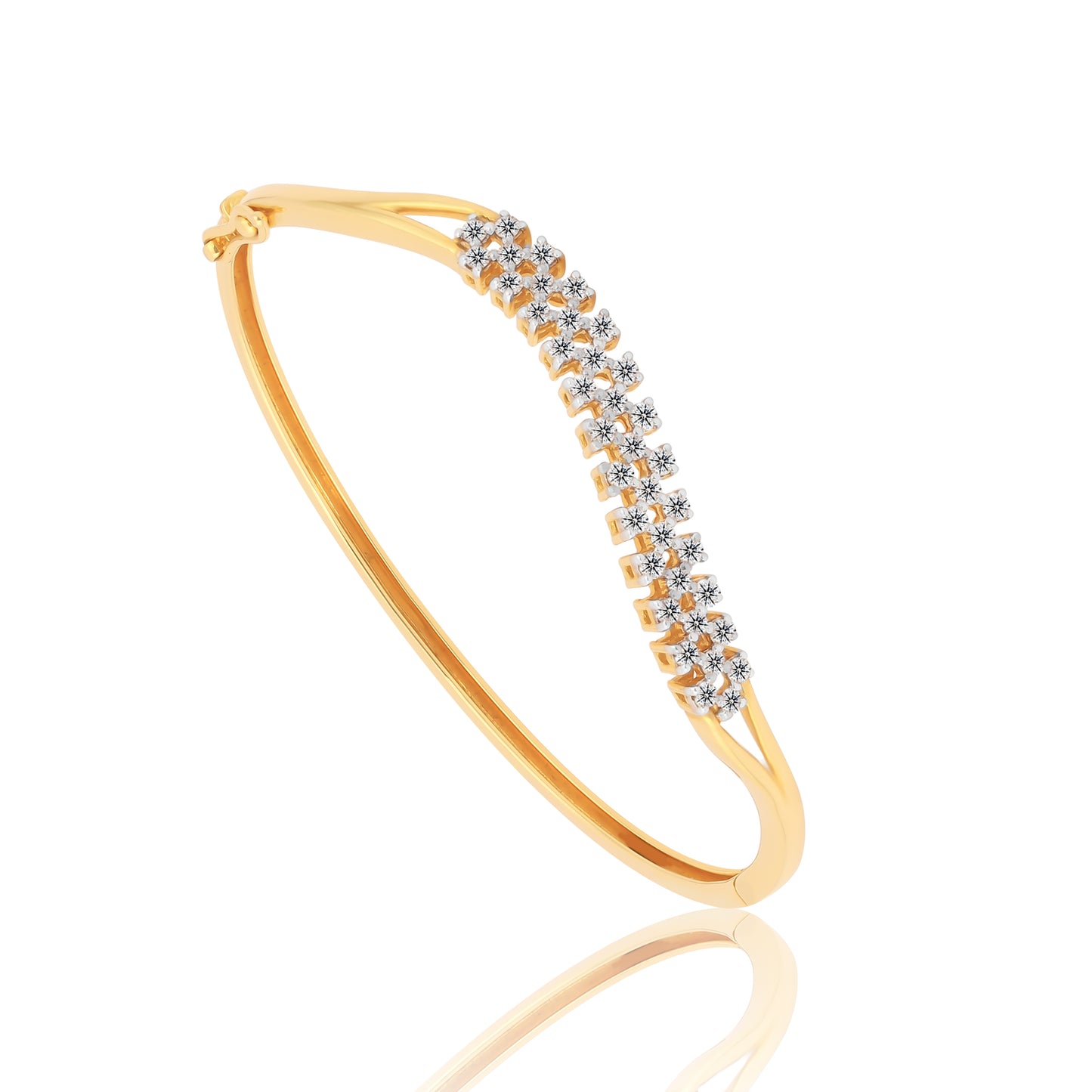 IGI Certified 18KT Yellow Gold Natural Diamond Bangle 0.88 Ct. Valentine's Day