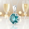 16.30 ct DEW Round Blue Moissanite Pendant in Gold Vermeil
