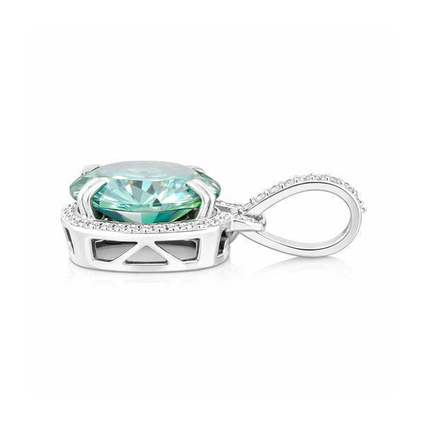 Certified 20 ct DEW Round Blue Moissanite Pendant in Gold Vermeil – Holiday Gift