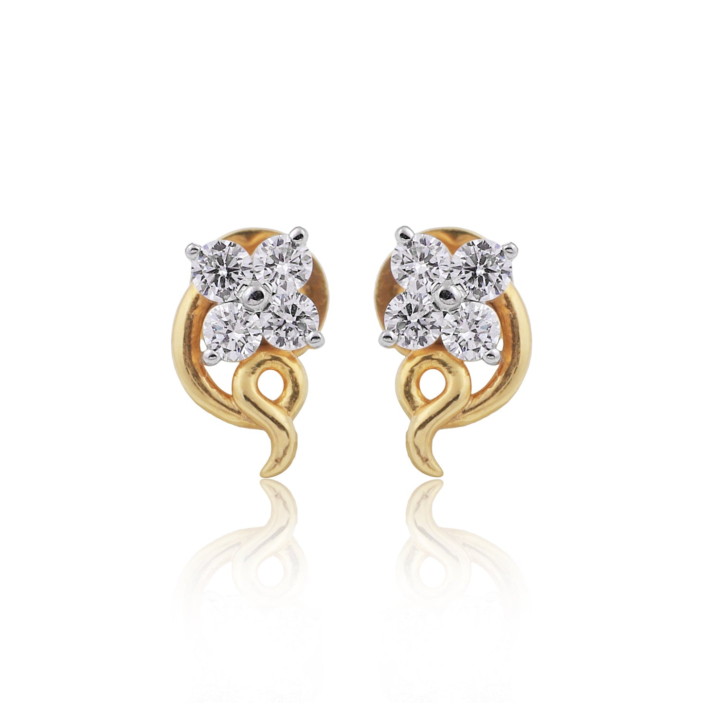 0.44 Ct. Natural Diamond Stud Earrings in 18K Yellow Gold IGI Certified