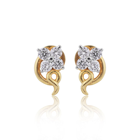 0.44 Ct. Natural Diamond Stud Earrings in 18K Yellow Gold IGI Certified