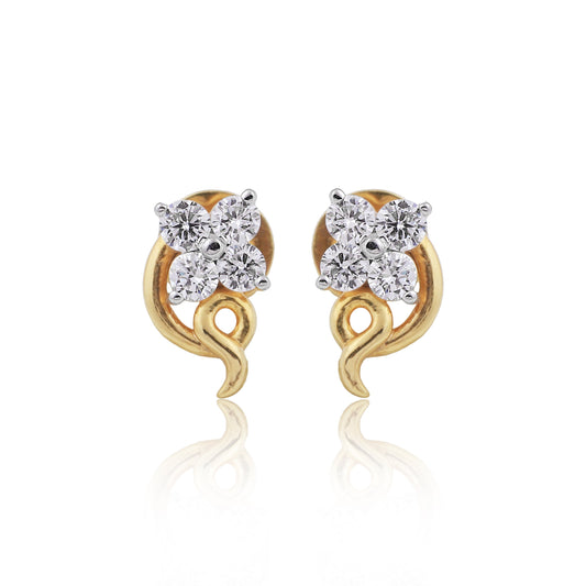 0.44 Ct. Natural Diamond Stud Earrings in 18K Yellow Gold IGI Certified