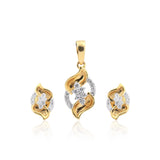 0.38 Ct Natural Diamond Pendant And Earrings Set 18KT Yellow Gold IGI Certified