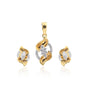 0.38 Ct  Natural Diamond Pendant And Earrings Set 18KT Yellow Gold IGI Certified