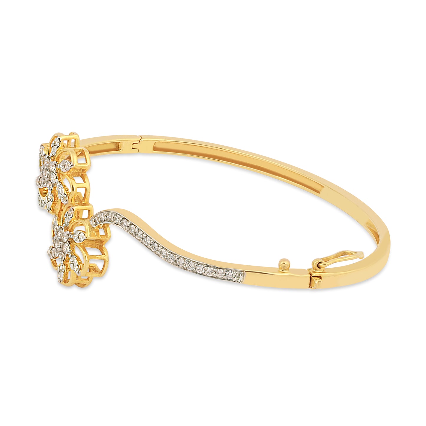 18k Yellow Gold 0.85 Ct. Natural Diamond Bangle Jewelry Bracelets IGI Certified