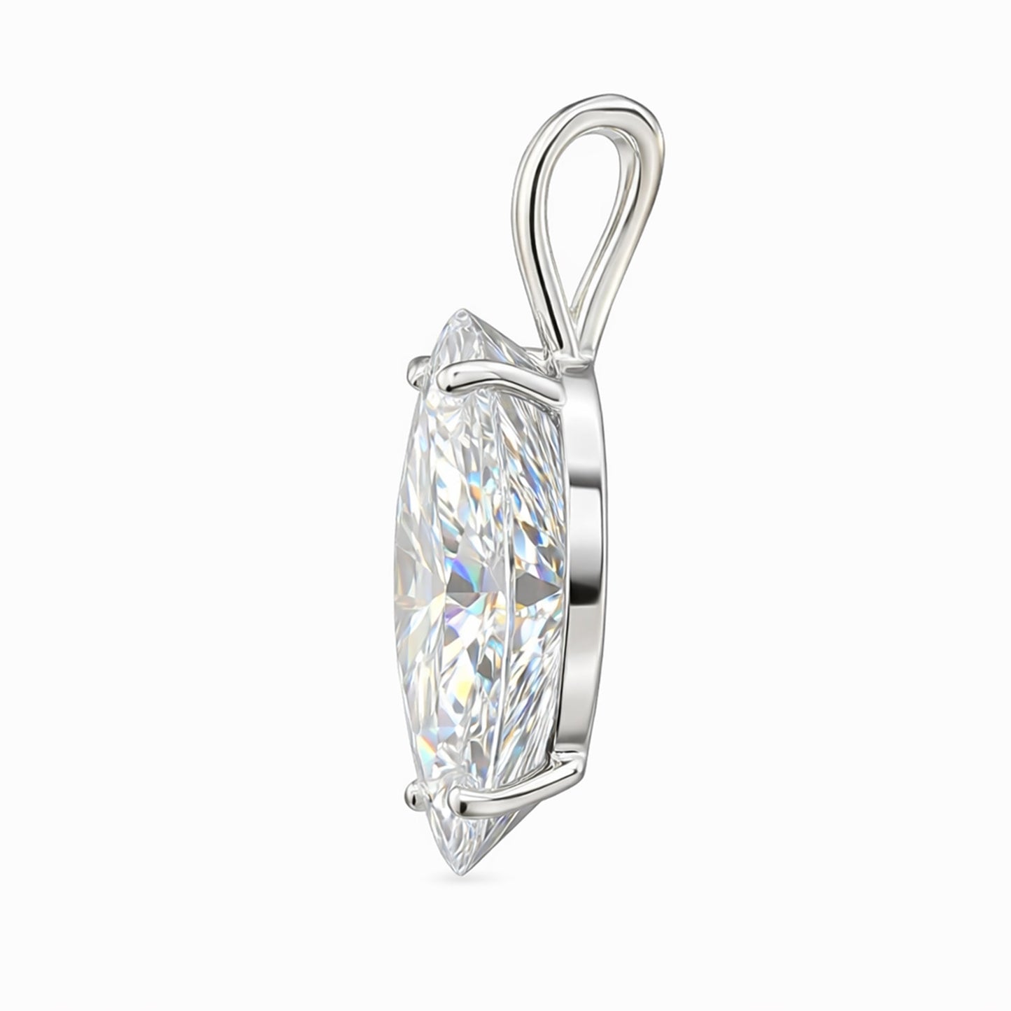 5 ct DEW Marquise Moissanite Pendant in Gold Vermeil Certified for Wedding Gift