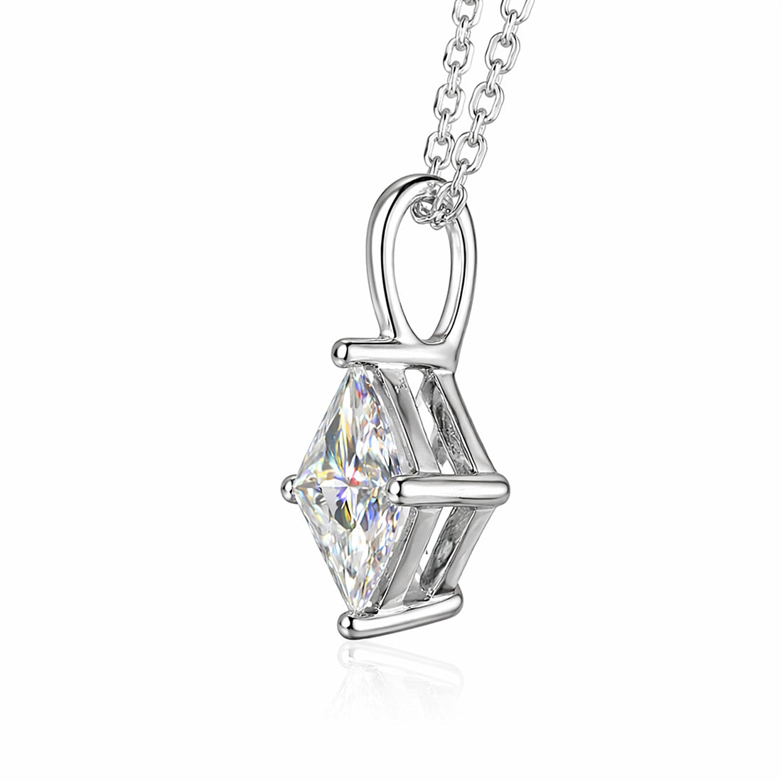3.50 ct DEW Princess Cut White Moissanite Pendant in 18K Gold Plated Vermeil – Birthday Gift