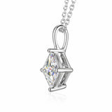 3.50 ct DEW Princess Cut White Moissanite Pendant in 18K Gold Plated Vermeil – Birthday Gift