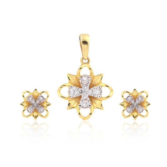 Golden Radiance Diamond Pendant Set