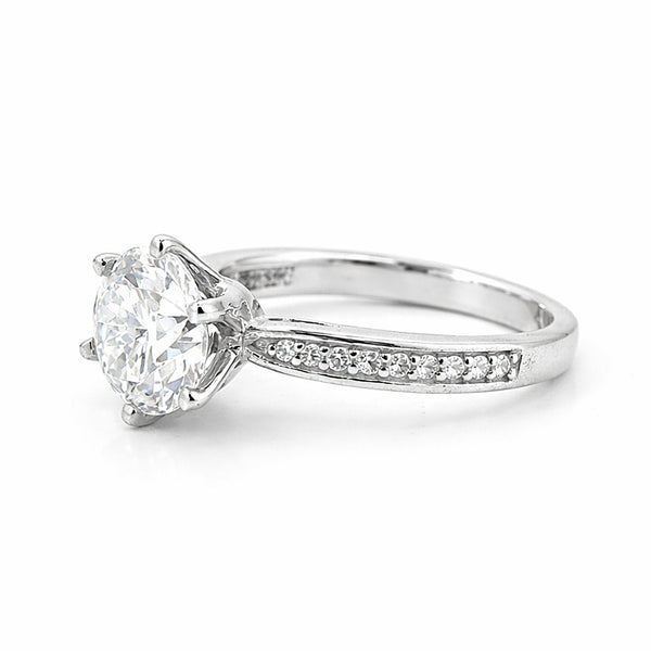3.20 ct DEW Certified Round Cut White Moissanite Solitaire Ring 18K Gold Plated