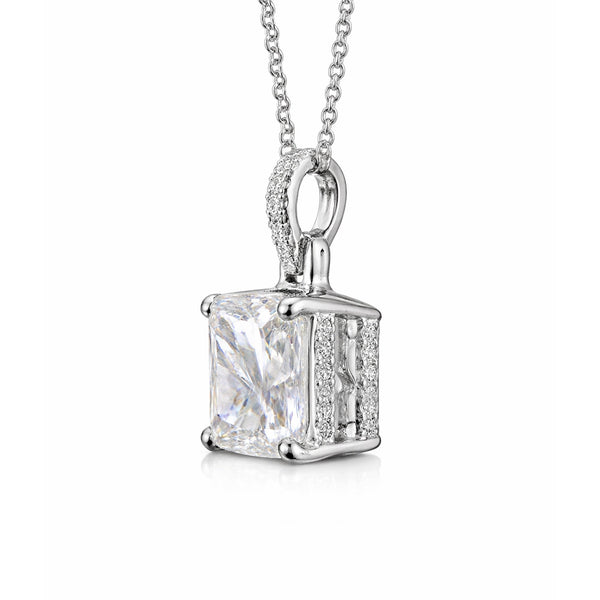 12.50 ct DEW EGL Certified Moissanite Pendant in Gold Vermeil – Back to School Gift