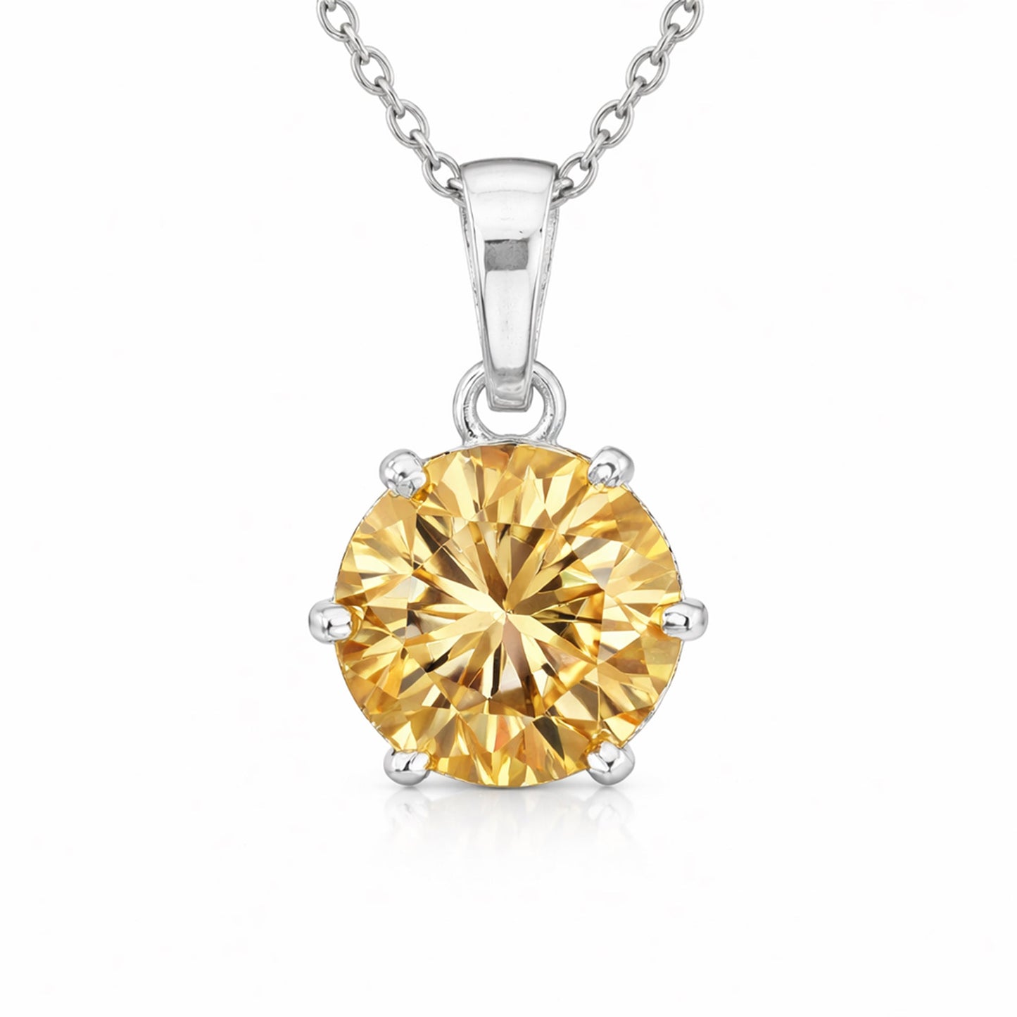 6.20 ct DEW Champagne Moissanite Pendant in Gold Vermeil Certified for Her Gift