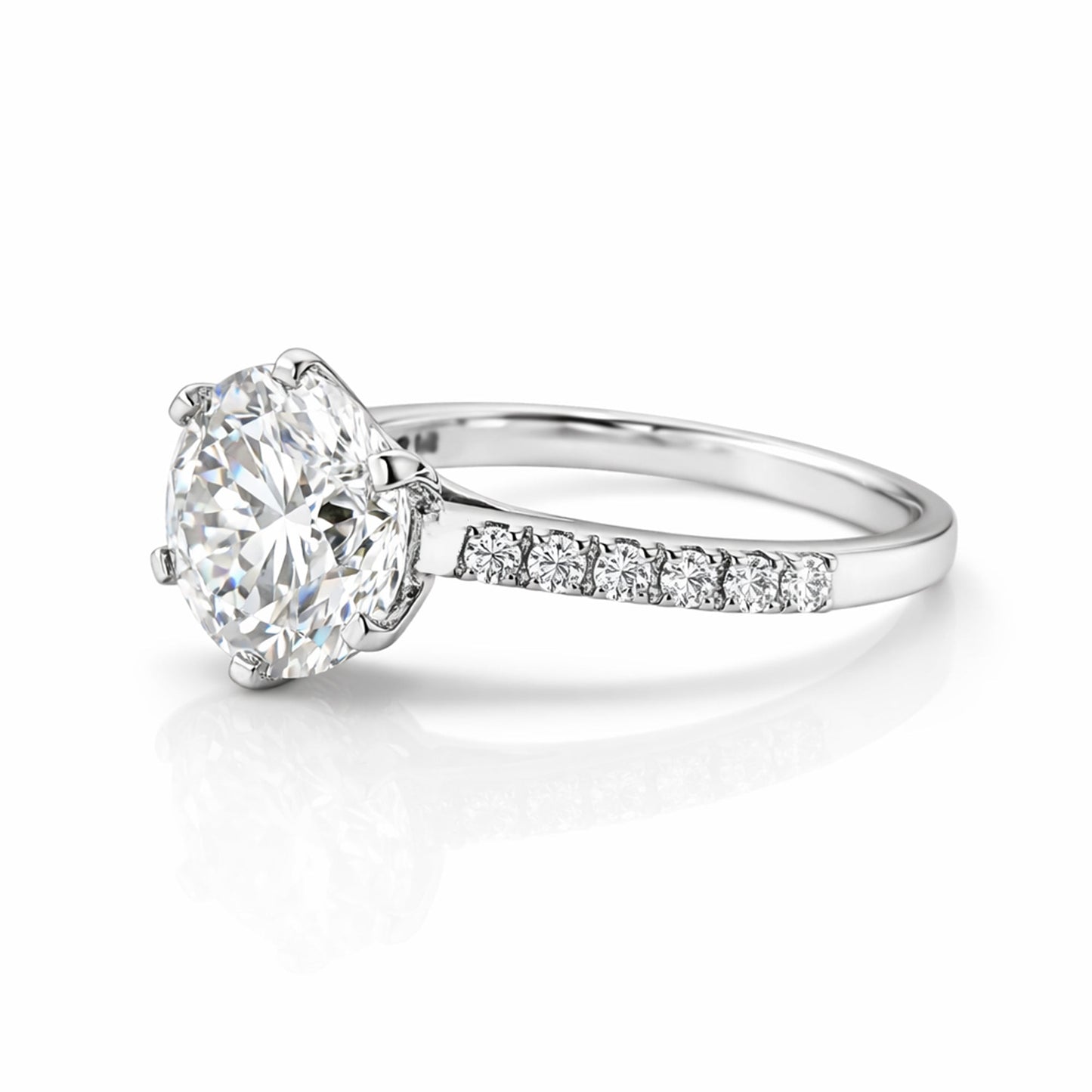 6.00 ct DEW White Moissanite Ring – Thoughtful Labor Day Gift for Her 18K Gold Plated V 18K Gold Plated