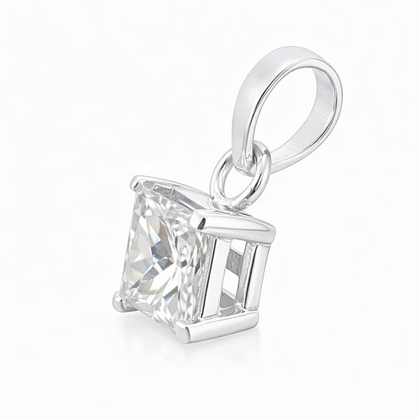 4.00 ct DEW Princess Cut Certified Moissanite Pendant Gold Vermeil Holiday Jewellery