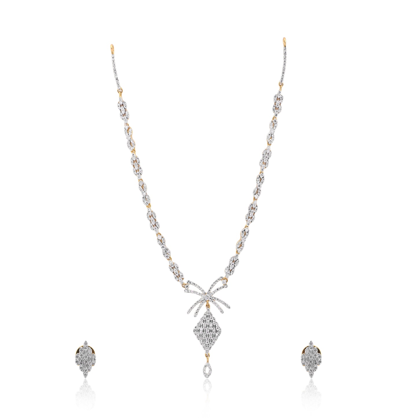 Floral Diamond Necklace and Earring Set