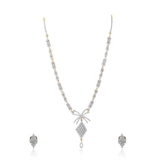Floral Diamond Necklace and Earring Set