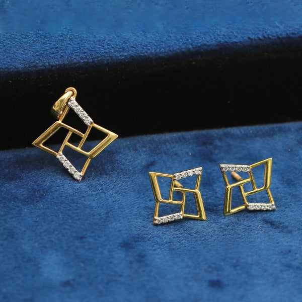 0.31 Ct. 18KT Yellow Gold Natural Diamond Pendant And Earrings Set for Gifting
