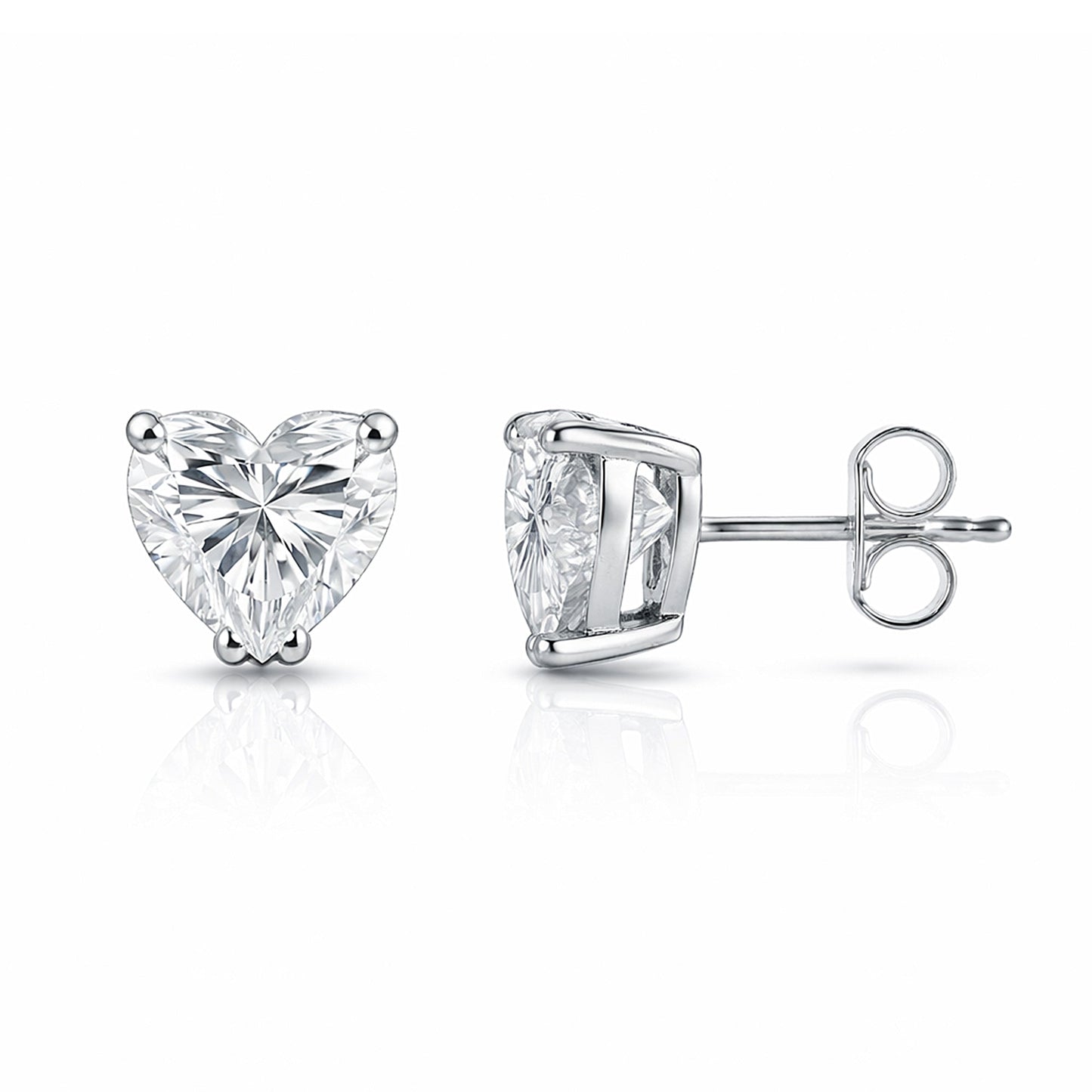 4 ct DEW Certified Treated White Moissanite Solitaire Studs Great Shine 18K Gold Plated