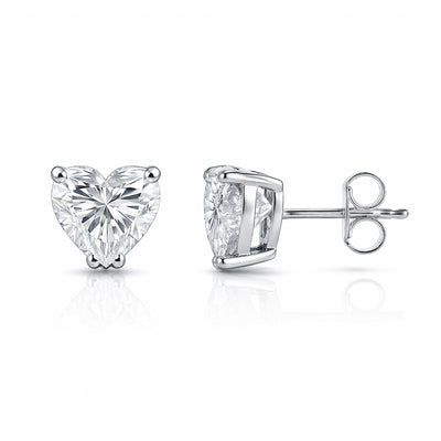 4 ct DEW Certified Treated White Moissanite Solitaire Studs Great Shine 18K Gold Plated