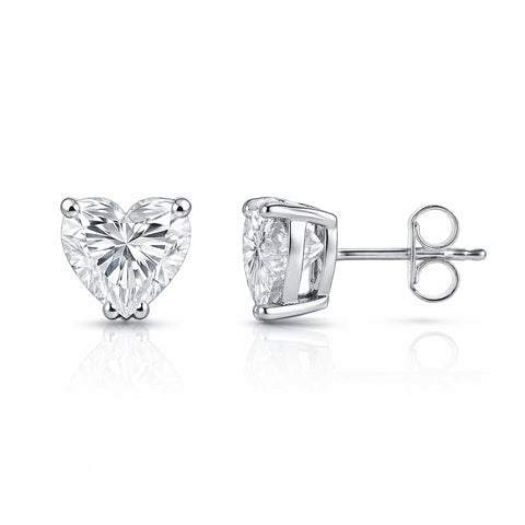 4 ct DEW Certified Treated White Moissanite Solitaire Studs Great Shine 18K Gold Plated